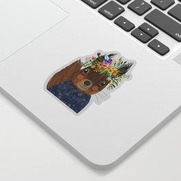 Squirrel with floral crown Sticker