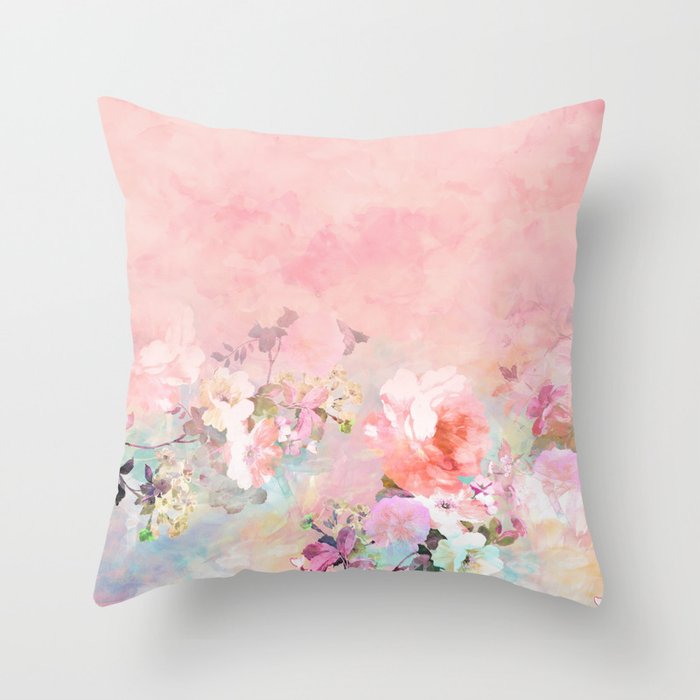 Modern blush watercolor ombre floral watercolor pattern Throw Pillow