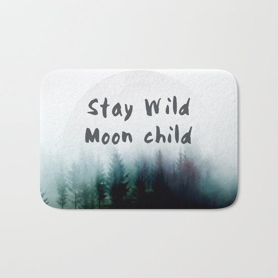 Stay wild moon child watercolor Bath Mat