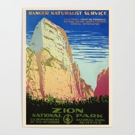 WPA vintage Travel poster - Zion National Park - National Park Service Poster
