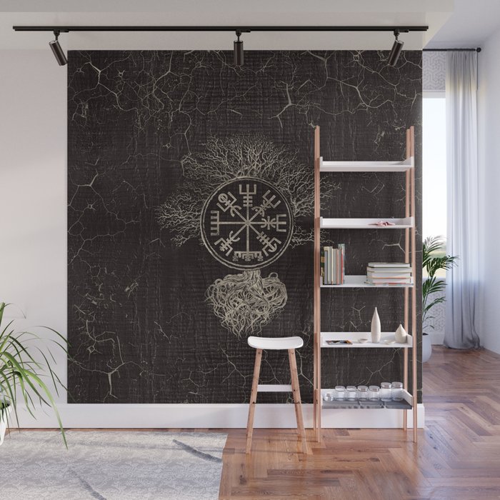 Vegvisir And Tree Of Life Yggdrasil Wall Mural By K9printart Society6
