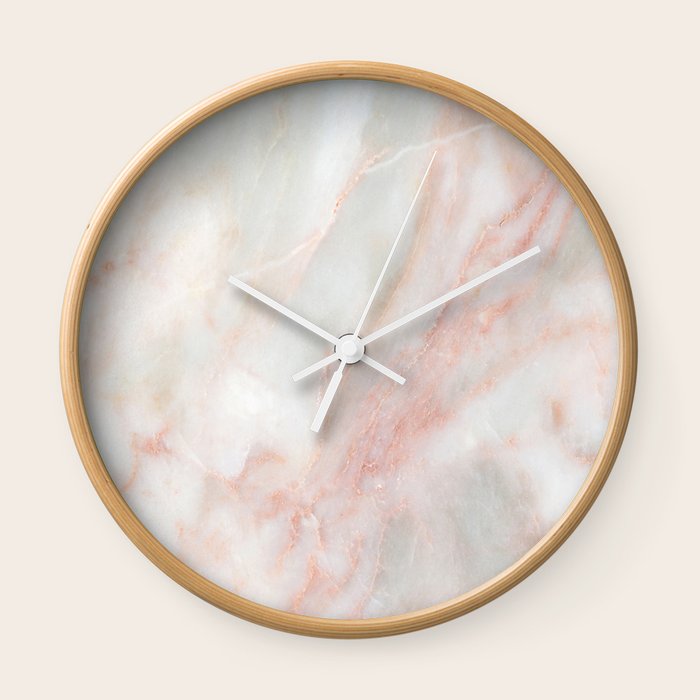 Softest blush pink marble Wall Clock by marbleco Society6