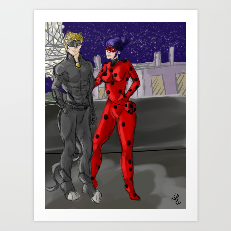 Adult Ladybug And Chat Noir Art Print By Quantumchickpea Society6
