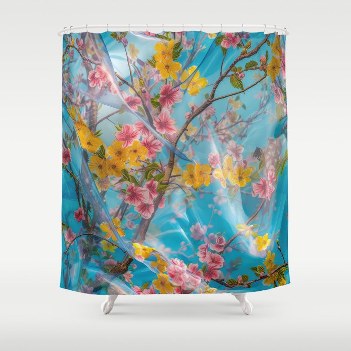 Flower Bloom In Liquid Glass Shower Curtain