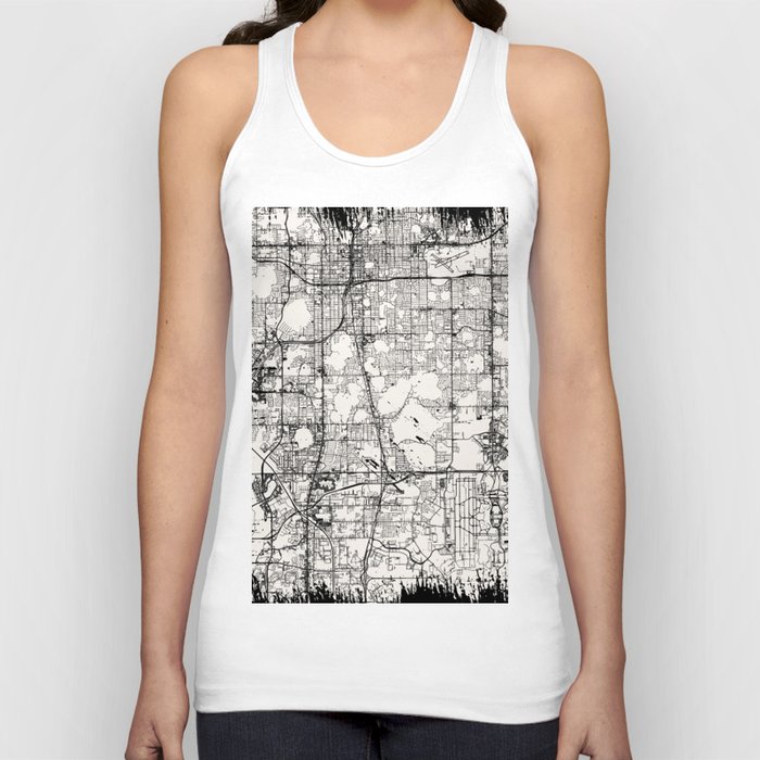 USA, Orlando - Vintage City Map - Black and White Tank Top