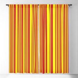 [ Thumbnail: Yellow & Crimson Colored Striped Pattern Blackout Curtain ]