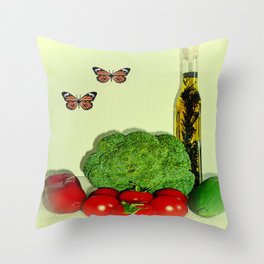 Summer Vegetables with Herb Oil Throw Pillow