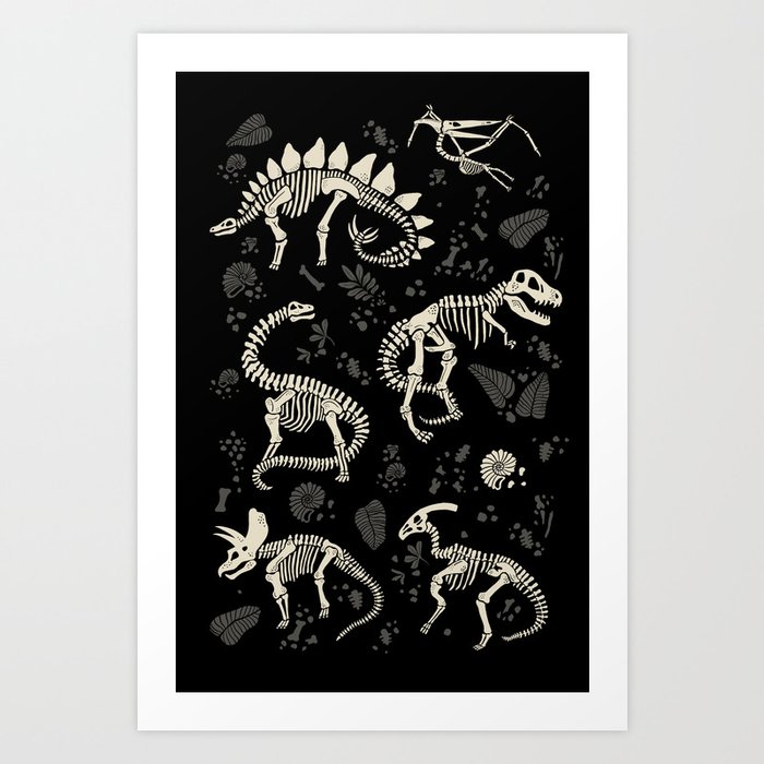 Excavated Dinosaur Fossils Art Print