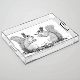 Squirrels drinking tea and chatting Acrylic Tray