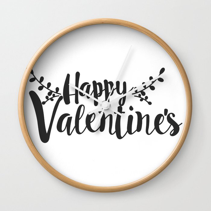 Hand Lettering Happy Valentines Wall Clock