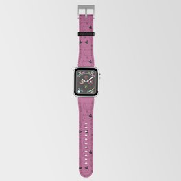 Magenta and Black Doodle Kitten Faces Pattern Apple Watch Band