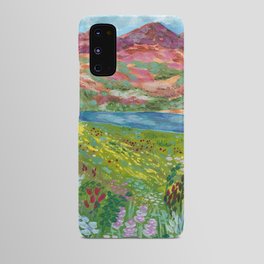 Mountain Lake with Summer Flowers Android Case