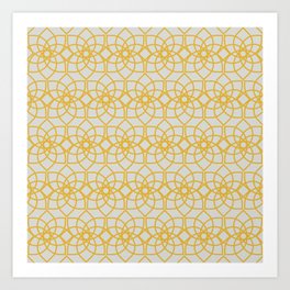 Geometric Flower Repeating Digital Pattern Design - Goldenrod Art Print