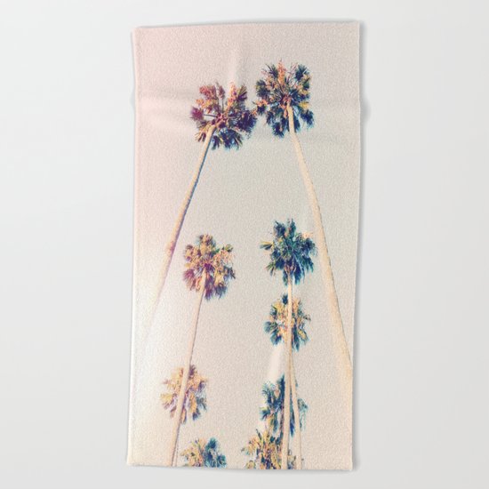 Vintage Pastel Palm trees Beach Towel