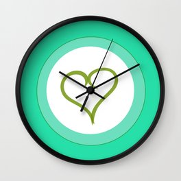 Green Heart with Love Wall Clock | Letters, Forest, Naked, Snow, Handwritten, Handwrittenartprints, Snowing, Prints, Skiing, Pond 
