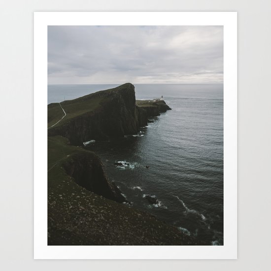 Neist Point Lighthouse at the Atlantic Ocean - Landscape Photography Art Print
