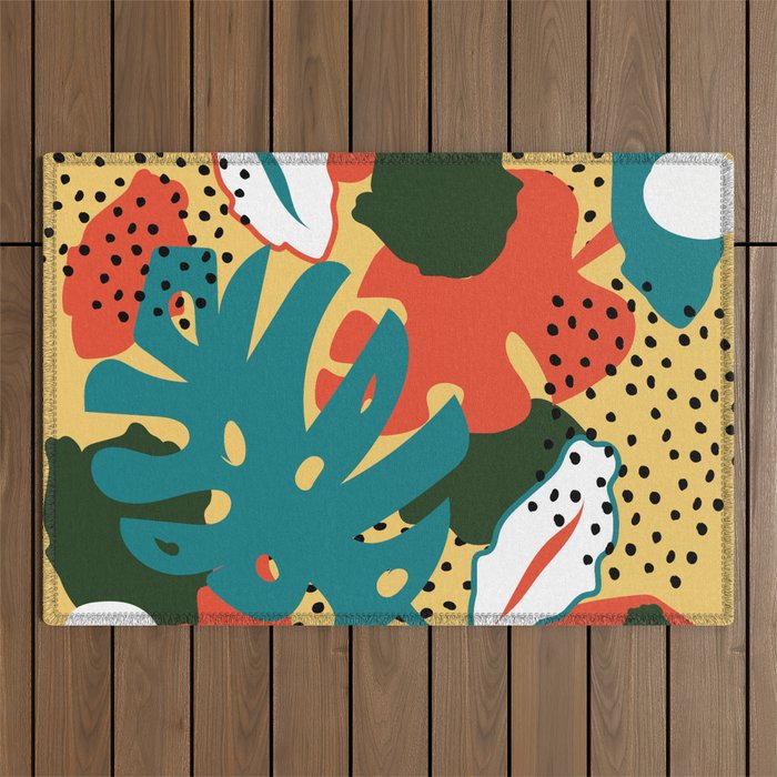 Abstract trendy hipster floral pattern Outdoor Rug