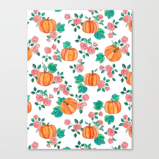 Pumpkins and Roses Canvas Print