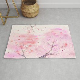 Cherry Blossom, Abstract,  Art Watercolor Painting  by Suisai Genki  Rug