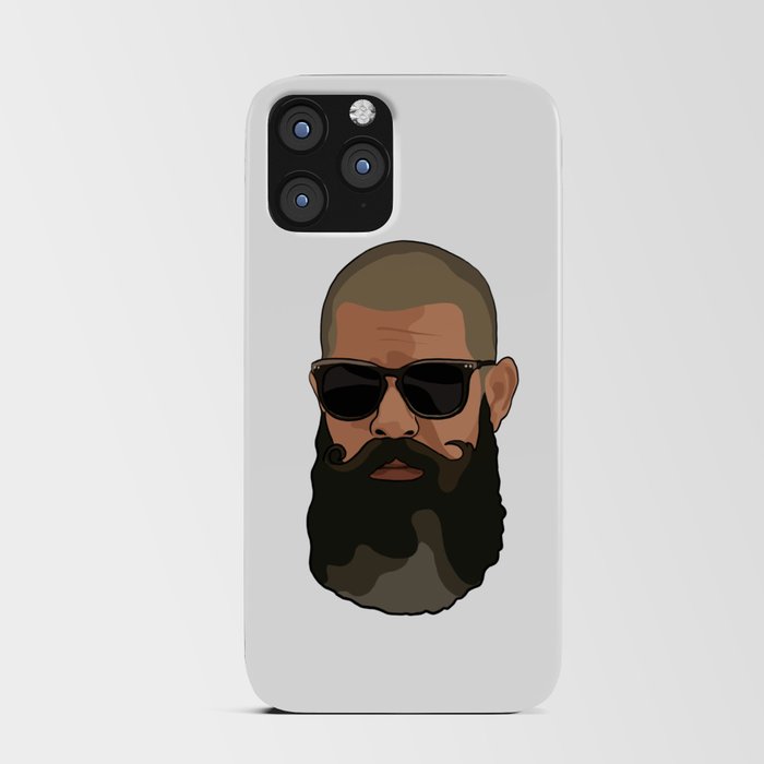 Hipster man with beard and sunglasses iPhone Card Case