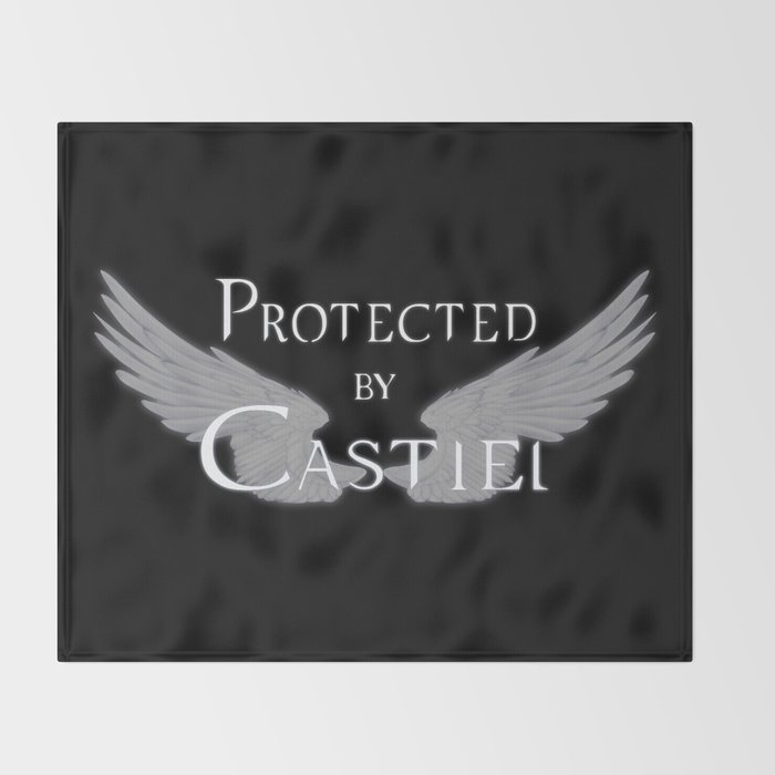 Protected by Castiel White Wings Throw Blanket