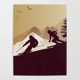 Winter Sport • Best Skiing Design Ever • Dark Brown Background Poster