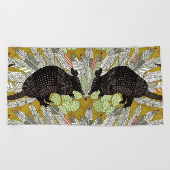 native armadillos gold Beach Towel