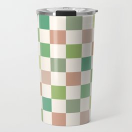 Green & Beige Neutral Checker Travel Mug