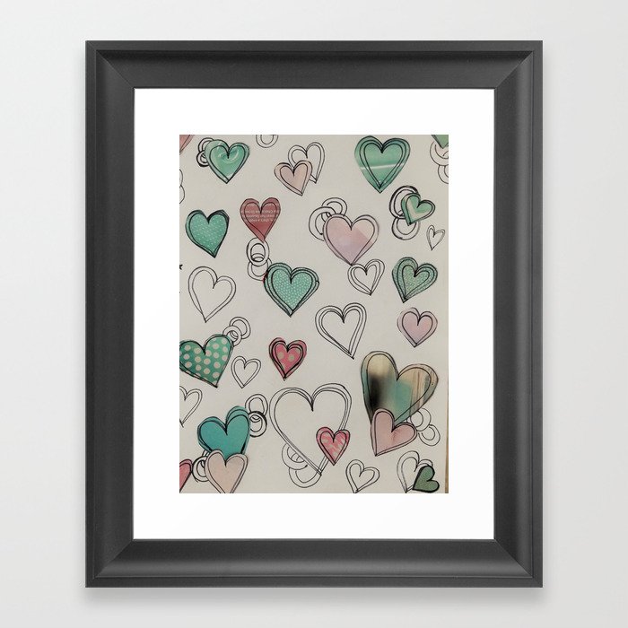 heart collage Framed Art Print