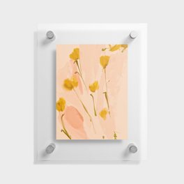 Golden Flowers In Blush Pink Watercolor | Floral Design Home Decor Floating Acrylic Print