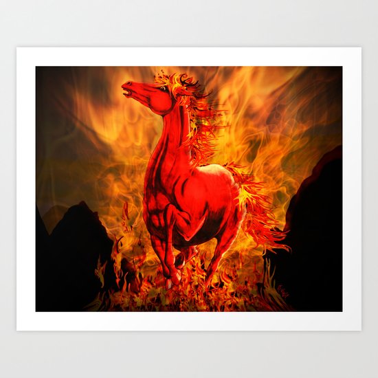 Wild Fire Horse Fantasy Art Print