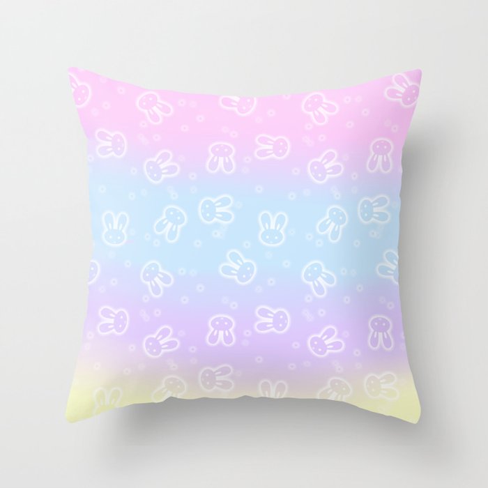 Pastel Bunnies (white version)  Throw Pillow