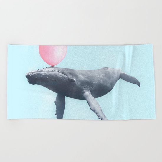 BUBBLEGUM WHALE Beach Towel