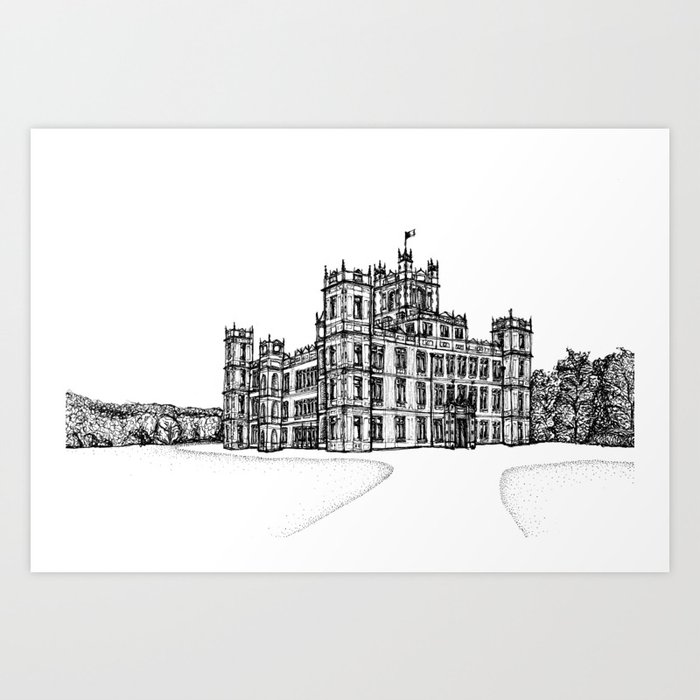 Highclere Castle- Architectural Illustration  Art Print