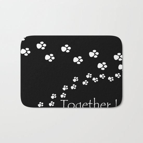 Together ! Black and white illustration . Bath Mat