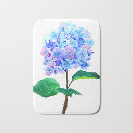 blue purple hydrangea Bath Mat