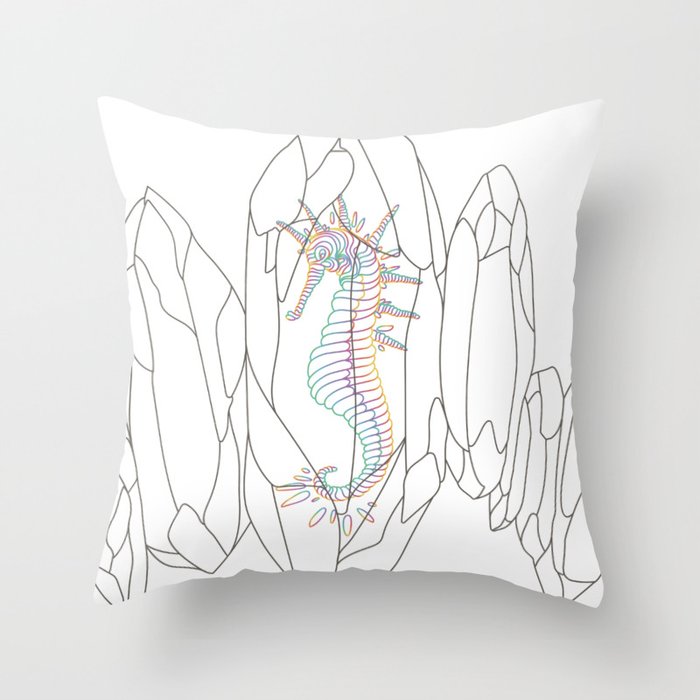 Seahorse in a crystal Throw Pillow