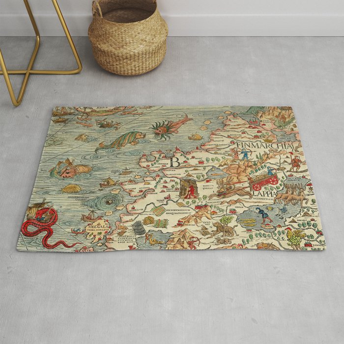 Medieval Map Scandinavia 1539 Rug