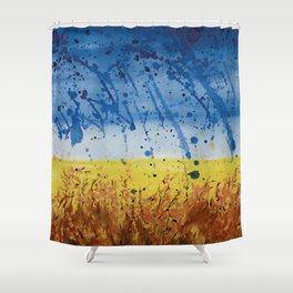 Ukrainian Landscape Abstract Watercolor  Shower Curtain