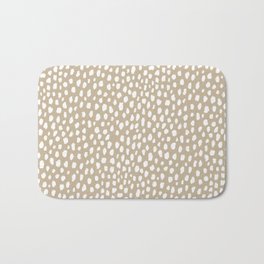 Handmade polka dot brush spots (white/tan) Bath Mat | Hand Drawn, Spots, Organic, Beige, Brush, Tan, Dalmatian, Spotted, Neutral, Modern 