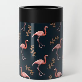 Navy Flamingos Can Cooler