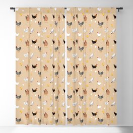 Chicken,chicks,roosterpattern,plane beige background  Blackout Curtain
