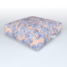 Plumbago Floral Pattern | Peach Blue Outdoor Floor Cushion