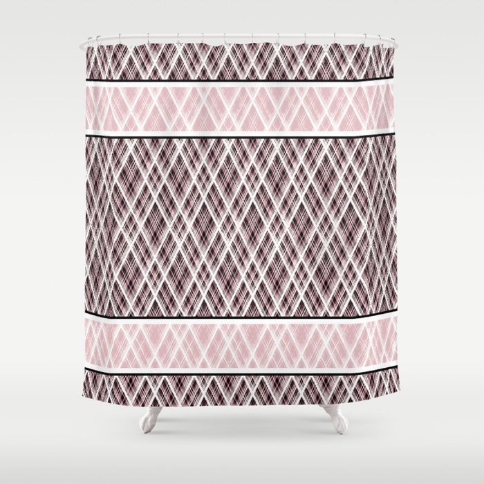 Brown Pink White Black Tartan Shower Curtain By Luciena Society6