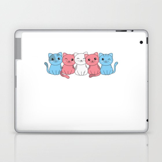 Transgender Flag Cat Pride Lgbtq Cute Cat Laptop & iPad Skin