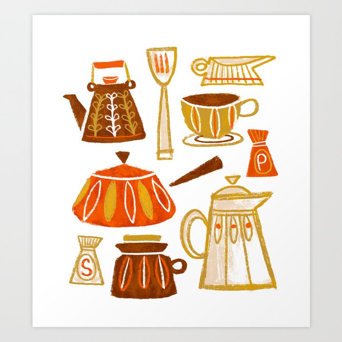 Mid Century Modern Kitchen Art Print