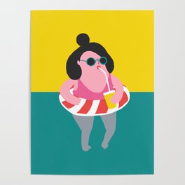 Pool Floatie Girl Poster