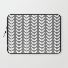Grey and White Scandinavian leaves pattern Laptop Sleeve