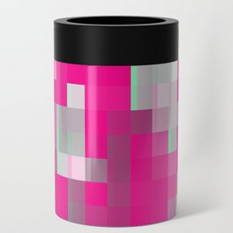 geometric pixel square pattern abstract background in pink Can Cooler