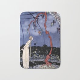 “Rosalie’s Tree” by Fairy Artist Virginia Sterrett Bath Mat | Jewels, Myth, Drawing, Rotunda, Fantasy, Tree 